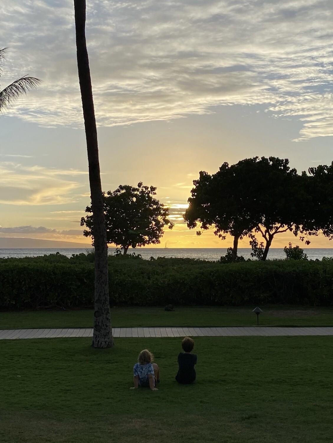Maui Sunset with grandsons