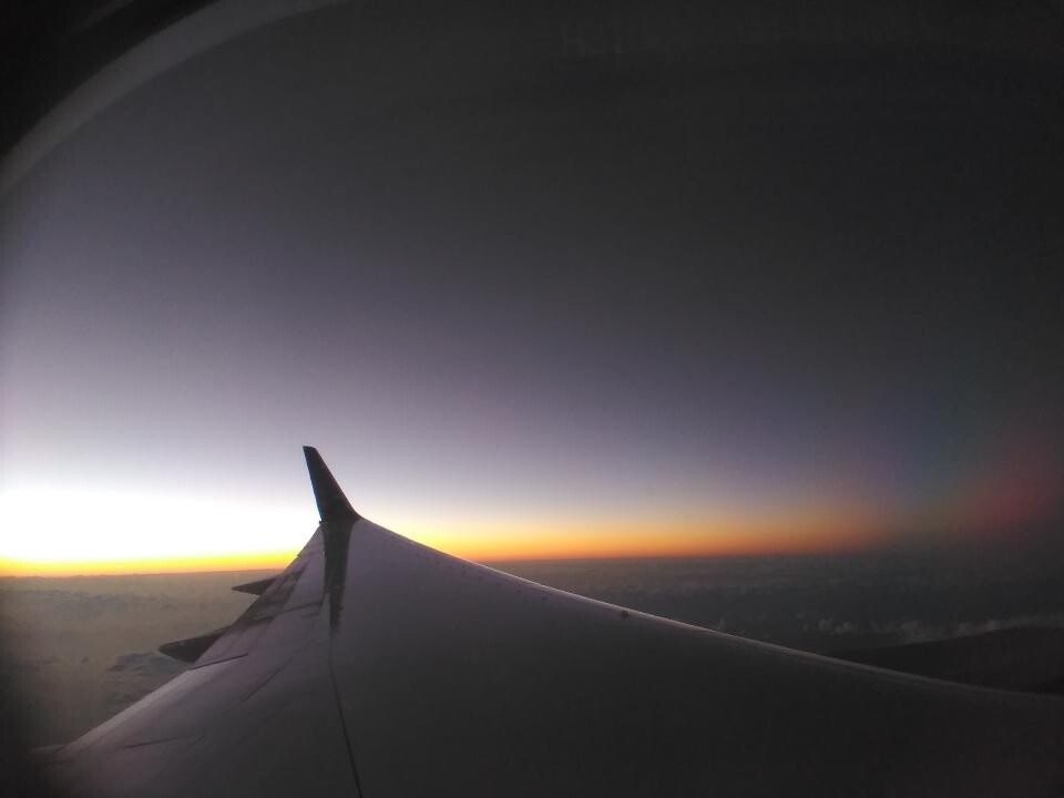Sunset over the wing