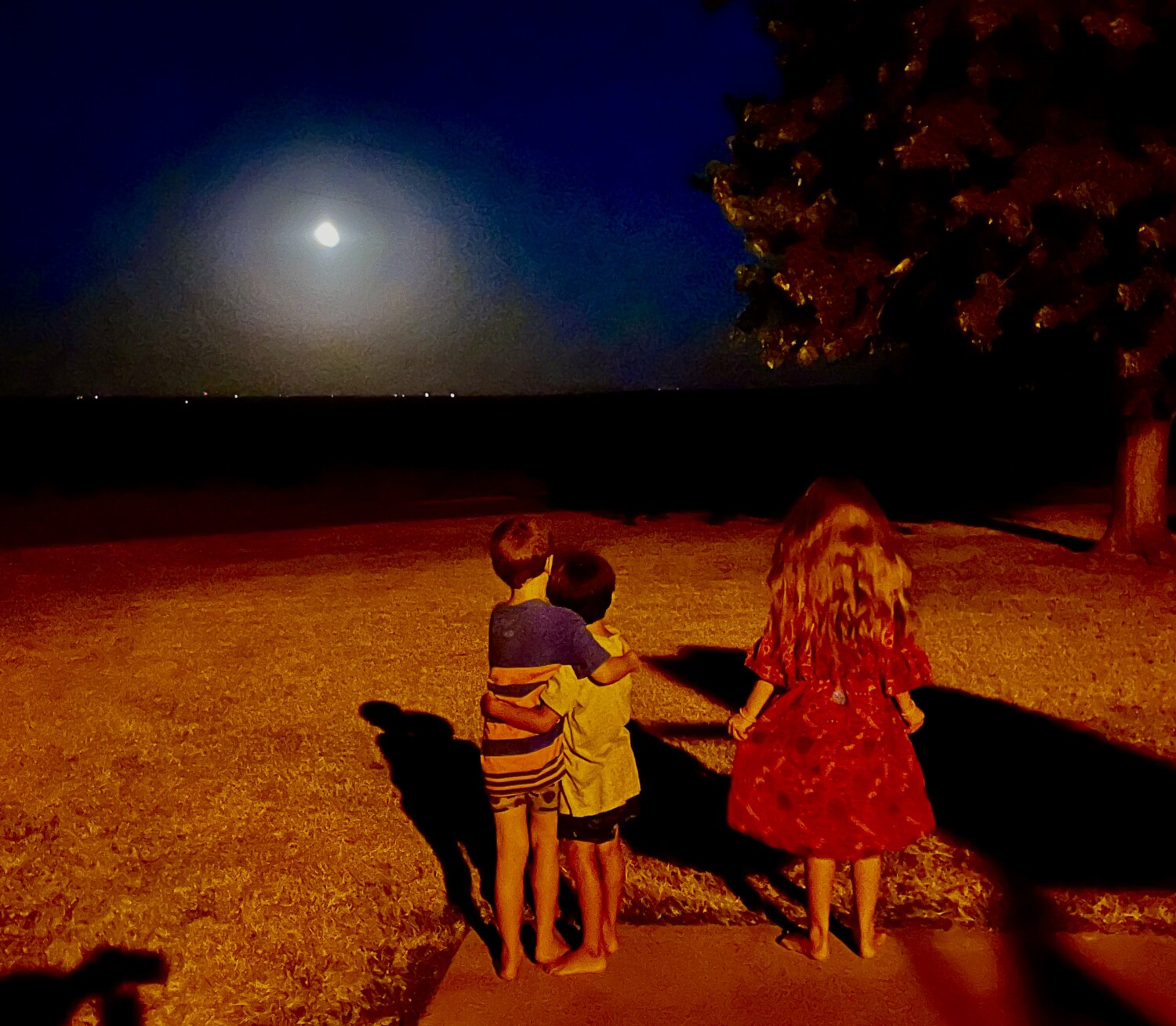 Super moon and grandkids