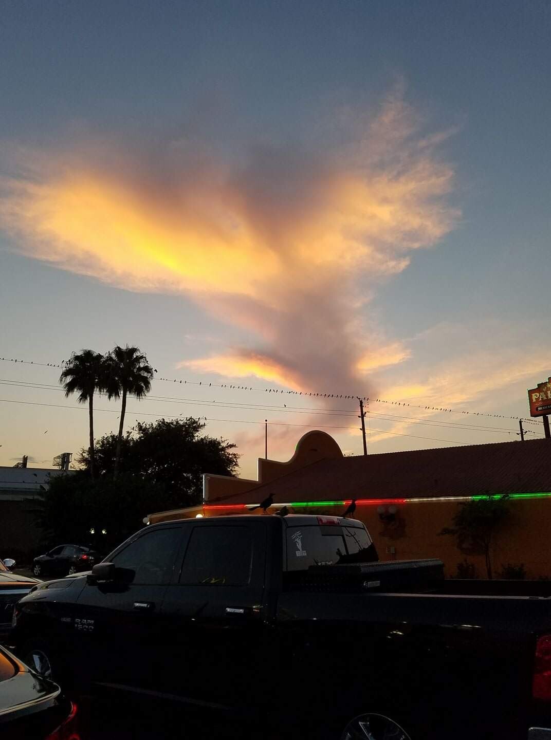 Angel in the evening sky